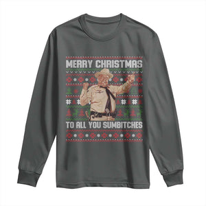 Merry Christmas To All You Sumbitches Long Sleeve Shirt Funny Smokey Xmas Movie The Bandit TS11 Dark Heather Print Your Wear