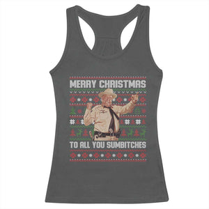 Merry Christmas To All You Sumbitches Racerback Tank Top Funny Smokey Xmas Movie The Bandit TS11 Dark Heather Print Your Wear