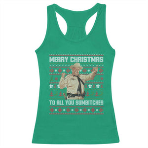 Merry Christmas To All You Sumbitches Racerback Tank Top Funny Smokey Xmas Movie The Bandit TS11 Irish Green Print Your Wear