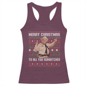 Merry Christmas To All You Sumbitches Racerback Tank Top Funny Smokey Xmas Movie The Bandit TS11 Maroon Print Your Wear