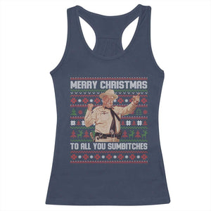 Merry Christmas To All You Sumbitches Racerback Tank Top Funny Smokey Xmas Movie The Bandit TS11 Navy Print Your Wear