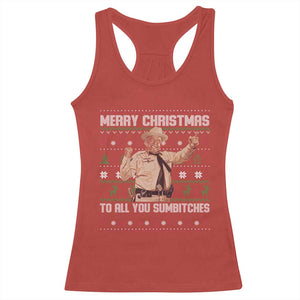 Merry Christmas To All You Sumbitches Racerback Tank Top Funny Smokey Xmas Movie The Bandit TS11 Red Print Your Wear