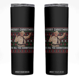 Merry Christmas To All You Sumbitches Skinny Tumbler Funny Smokey Xmas Movie The Bandit TS11 Black Print Your Wear