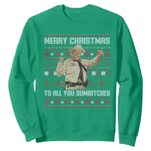 Merry Christmas To All You Sumbitches Sweatshirt Funny Smokey Xmas Movie The Bandit TS11 Irish Green Print Your Wear