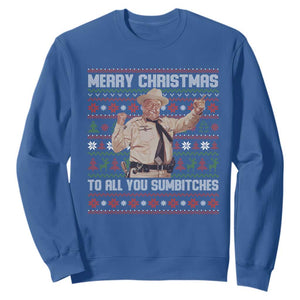 Merry Christmas To All You Sumbitches Sweatshirt Funny Smokey Xmas Movie The Bandit TS11 Royal Blue Print Your Wear