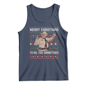 Merry Christmas To All You Sumbitches Tank Top Funny Smokey Xmas Movie The Bandit TS11 Navy Print Your Wear