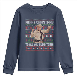 Merry Christmas To All You Sumbitches Youth Sweatshirt Funny Smokey Xmas Movie The Bandit TS11 Navy Print Your Wear