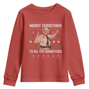 Merry Christmas To All You Sumbitches Youth Sweatshirt Funny Smokey Xmas Movie The Bandit TS11 Red Print Your Wear