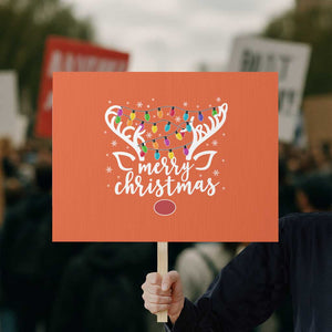Funny Subtle Trump Xmas Hidden Message Merry Christmas Reindeer Protest Sign TS11 Horizontal 18" × 24" Orange Print Your Wear