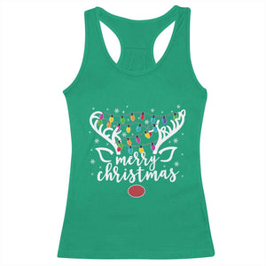 Funny Subtle Trump Xmas Hidden Message Merry Christmas Reindeer Racerback Tank Top - Print Your Wear