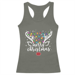 Funny Subtle Trump Xmas Hidden Message Merry Christmas Reindeer Racerback Tank Top - Print Your Wear
