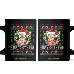 Funny Chit Christmas Coffee Mug Merry Chit Mas Do It Lady Xmas Wreath TS11 Black Print Your Wear