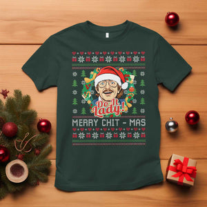 Funny Chit Christmas T Shirt Merry Chit Mas Do It Lady Xmas Wreath TS11 Dark Forest Green Print Your Wear