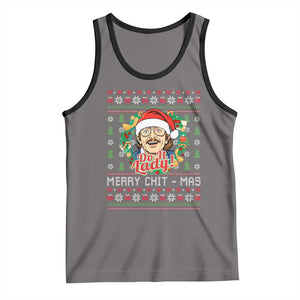 Funny Chit Christmas Tank Top Merry Chit Mas Do It Lady Xmas Wreath TS11 Deep Heather Black Print Your Wear