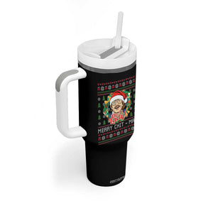 Funny Chit Christmas Tumbler With Handle Merry Chit Mas Do It Lady Xmas Wreath TS11 Print Your Wear