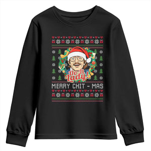 Funny Chit Christmas Youth Sweatshirt Merry Chit Mas Do It Lady Xmas Wreath TS11 Black Print Your Wear