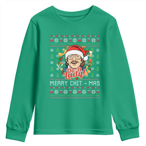 Funny Chit Christmas Youth Sweatshirt Merry Chit Mas Do It Lady Xmas Wreath TS11 Irish Green Print Your Wear