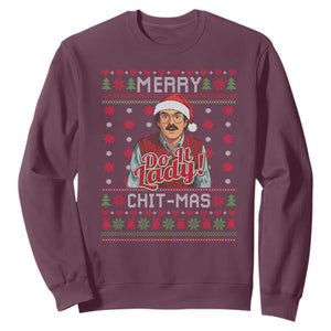 Funny Chit Christmas Sweatshirt Merry Chit Mas Do It Lady Ugly Xmas TS11 Maroon Print Your Wear