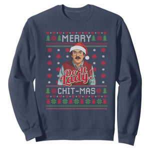 Funny Chit Christmas Sweatshirt Merry Chit Mas Do It Lady Ugly Xmas TS11 Navy Print Your Wear