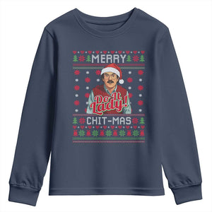 Funny Chit Christmas Youth Sweatshirt Merry Chit Mas Do It Lady Ugly Xmas TS11 Navy Print Your Wear