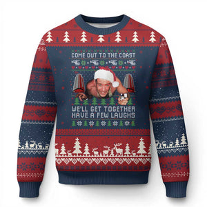 Funny Nakatomi Plaza Xmas Ugly Christmas Sweater Come Out To The Coast John Xmas 80's Die Movie TS11 Navy Red Print Your Wear