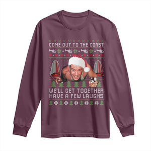 Funny Nakatomi Plaza Christmas Long Sleeve Shirt Come Out To The Coast John Xmas 80's Die Movie TS11 Maroon Print Your Wear