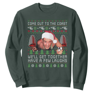 Funny Nakatomi Plaza Christmas Sweatshirt Come Out To The Coast John Xmas 80's Die Movie TS11 Dark Forest Green Print Your Wear
