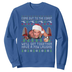 Funny Nakatomi Plaza Christmas Sweatshirt Come Out To The Coast John Xmas 80's Die Movie TS11 Royal Blue Print Your Wear