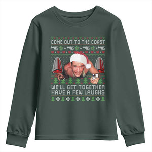 Funny Nakatomi Plaza Christmas Youth Sweatshirt Come Out To The Coast John Xmas 80's Die Movie TS11 Dark Forest Green Print Your Wear