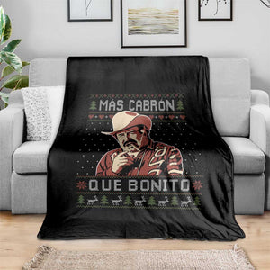 Funny Julian Garza Christmas Throw Blanket Mas Cabron Que Bonito Cowboy Holiday Mexican Xmas TS11 Print Your Wear