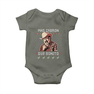 Funny Julian Garza Christmas Baby Onesie Mas Cabron Que Bonito Cowboy Holiday Mexican Xmas TS11 Military Green Print Your Wear