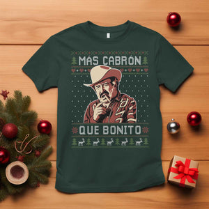 Funny Julian Garza Christmas T Shirt Mas Cabron Que Bonito Cowboy Holiday Mexican Xmas TS11 Dark Forest Green Print Your Wear