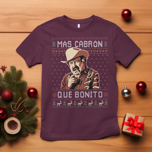 Funny Julian Garza Christmas T Shirt Mas Cabron Que Bonito Cowboy Holiday Mexican Xmas TS11 Maroon Print Your Wear