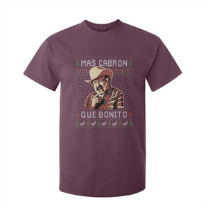 Funny Julian Garza Christmas T Shirt For Kid Mas Cabron Que Bonito Cowboy Holiday Mexican Xmas TS11 Maroon Print Your Wear