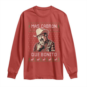 Funny Julian Garza Christmas Long Sleeve Shirt Mas Cabron Que Bonito Cowboy Holiday Mexican Xmas TS11 Red Print Your Wear