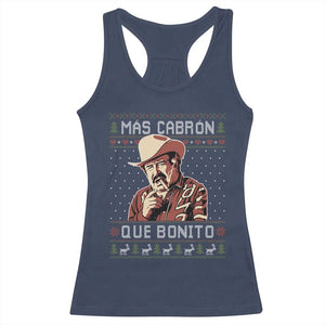 Funny Julian Garza Christmas Racerback Tank Top Mas Cabron Que Bonito Cowboy Holiday Mexican Xmas TS11 Navy Print Your Wear