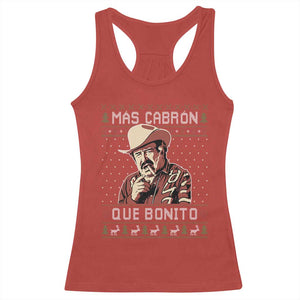 Funny Julian Garza Christmas Racerback Tank Top Mas Cabron Que Bonito Cowboy Holiday Mexican Xmas - Print Your Wear