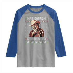 Funny Julian Garza Christmas Raglan Shirt Mas Cabron Que Bonito Cowboy Holiday Mexican Xmas TS11 Sport Gray Royal Print Your Wear