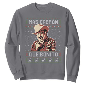 Funny Julian Garza Christmas Sweatshirt Mas Cabron Que Bonito Cowboy Holiday Mexican Xmas TS11 Charcoal Print Your Wear