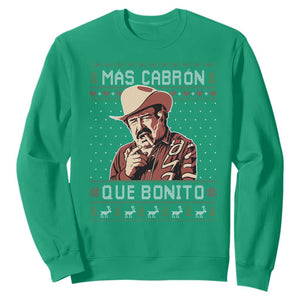 Funny Julian Garza Christmas Sweatshirt Mas Cabron Que Bonito Cowboy Holiday Mexican Xmas TS11 Irish Green Print Your Wear