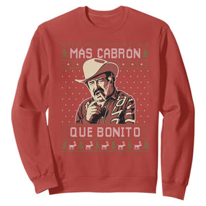 Funny Julian Garza Christmas Sweatshirt Mas Cabron Que Bonito Cowboy Holiday Mexican Xmas TS11 Red Print Your Wear