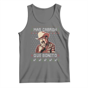 Funny Julian Garza Christmas Tank Top Mas Cabron Que Bonito Cowboy Holiday Mexican Xmas TS11 Black Heather Print Your Wear