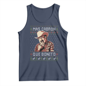 Funny Julian Garza Christmas Tank Top Mas Cabron Que Bonito Cowboy Holiday Mexican Xmas TS11 Navy Print Your Wear