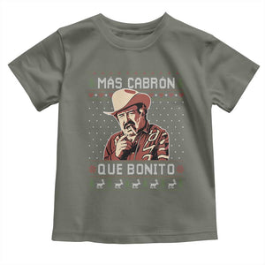 Funny Julian Garza Christmas Toddler T Shirt Mas Cabron Que Bonito Cowboy Holiday Mexican Xmas TS11 Military Green Print Your Wear