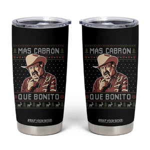 Funny Julian Garza Christmas Tumbler Cup Mas Cabron Que Bonito Cowboy Holiday Mexican Xmas TS11 Black Print Your Wear