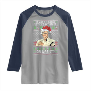 True Crime Christmas Keith Raglan Shirt Funny It Was A Holiday Just Like Any Other Or Was It TS11 Sport Gray Navy Print Your Wear