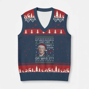 True Crime Xmas Keith V-Neck Knit Sweater Vest Funny It Was A Holiday Just Like Any Other Or Was It Bloody Hand TS11 Navy Red Print Your Wear