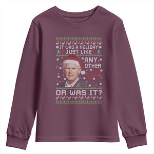 True Crime Christmas Keith Youth Sweatshirt Funny It Was A Holiday Just Like Any Other Or Was It Bloody Hand TS11 Maroon Print Your Wear
