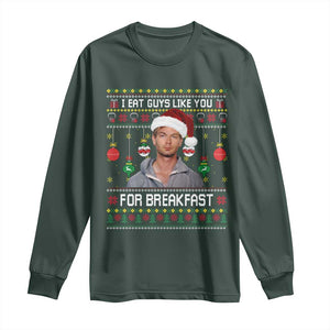 Funny Christmas Jeffrey Dahmer Long Sleeve Shirt I Eat Guys Like You For Breakfast Serial Killer TS11 Dark Forest Green Print Your Wear