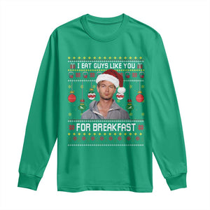 Funny Christmas Jeffrey Dahmer Long Sleeve Shirt I Eat Guys Like You For Breakfast Serial Killer TS11 Irish Green Print Your Wear